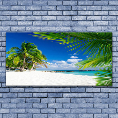 Image sur verre acrylique Palmiers plage paysage brun vert