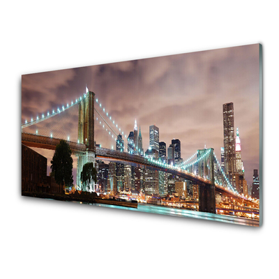 Image sur verre acrylique Ville pont architecture brun blanc