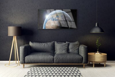 Image sur verre acrylique Globe univers brun bleu vert