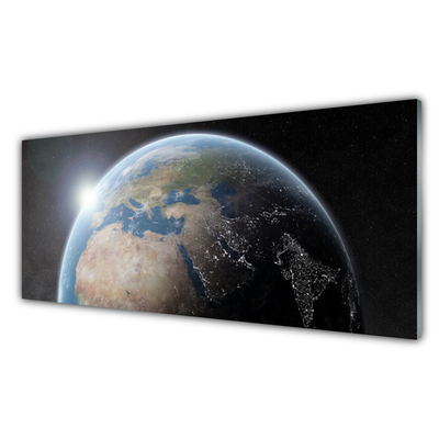 Image sur verre acrylique Globe univers brun bleu vert