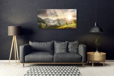 Image sur verre acrylique Montagnes arc en ciel paysage multicolore