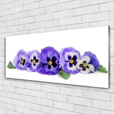 Image sur verre acrylique Fleurs floral blanc violet vert