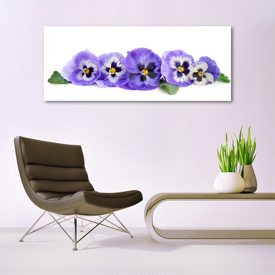 Image sur verre acrylique Fleurs floral blanc violet vert