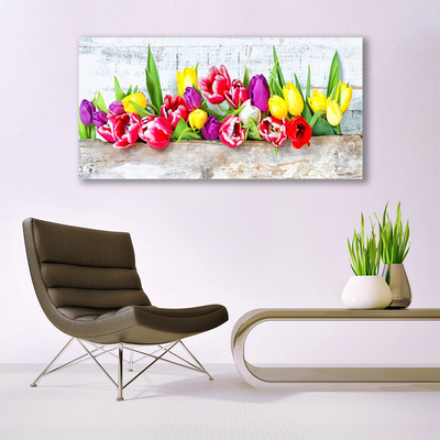 Image sur verre acrylique Tulipes floral multicolore