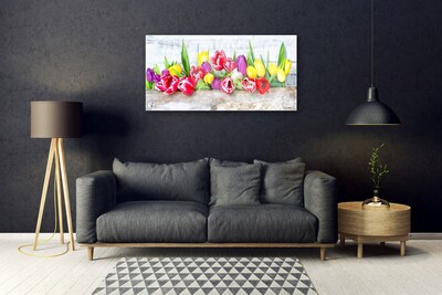 Image sur verre acrylique Tulipes floral multicolore