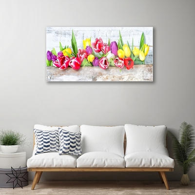 Image sur verre acrylique Tulipes floral multicolore