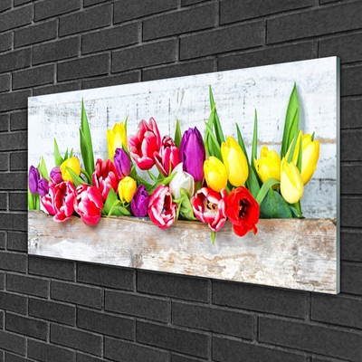 Image sur verre acrylique Tulipes floral multicolore