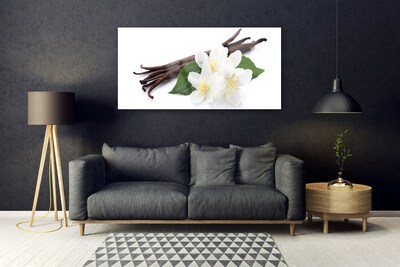 Image sur verre acrylique Vanille floral brun vert blanc