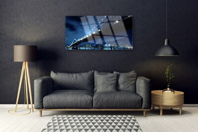 Image sur verre acrylique Ville pont architecture noir bleu