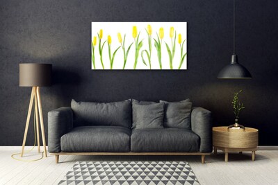 Image sur verre acrylique Tulipes floral jaune vert