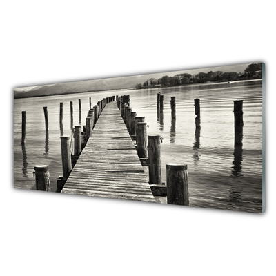 Image sur verre acrylique Pont mer architecture gris