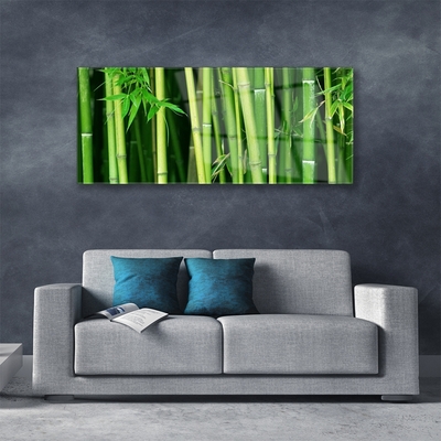 Image sur verre acrylique Bambou floral vert