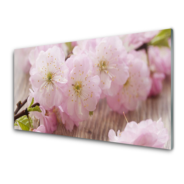 Image sur verre acrylique Branches fleurs floral brun rose