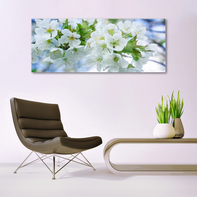 Image sur verre acrylique Fleurs floral vert blanc