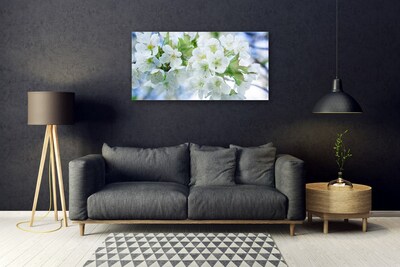 Image sur verre acrylique Fleurs floral vert blanc