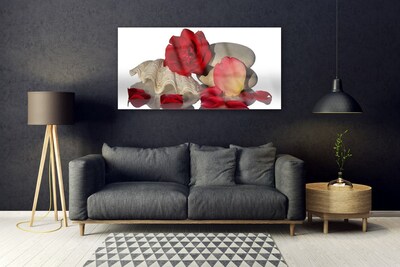 Image sur verre acrylique Rose coquille art rouge blanc gris