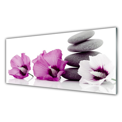 Image sur verre acrylique Pierres fleurs floral rose blanc gris