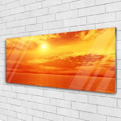 Image sur verre acrylique Mer soleil paysage jaune