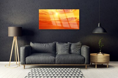 Image sur verre acrylique Mer soleil paysage jaune