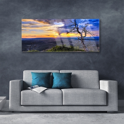 Image sur verre acrylique Arbre paysage brun