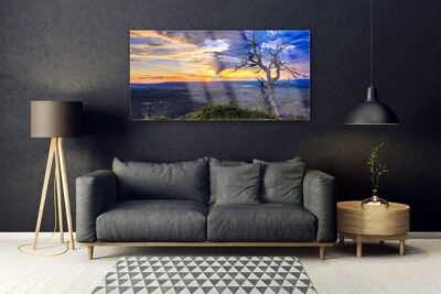 Image sur verre acrylique Arbre paysage brun