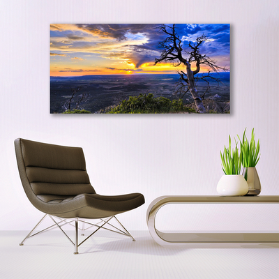 Image sur verre acrylique Arbre paysage brun