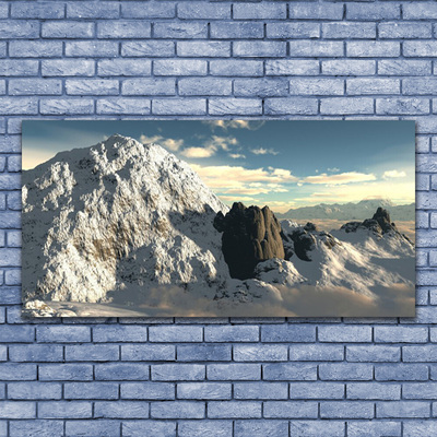 Image sur verre acrylique Montagnes paysage gris blanc