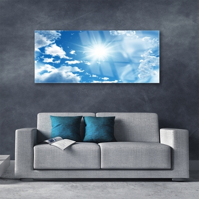 Image sur verre acrylique Soleil ciel paysage blanc bleu
