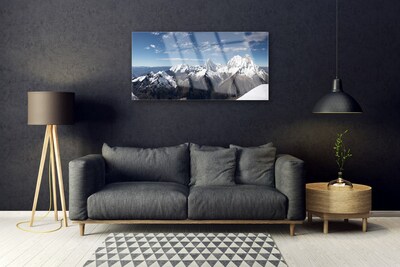 Image sur verre acrylique Montagnes paysage blanc gris