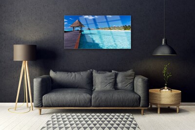 Image sur verre acrylique Mer pont architecture brun bleu