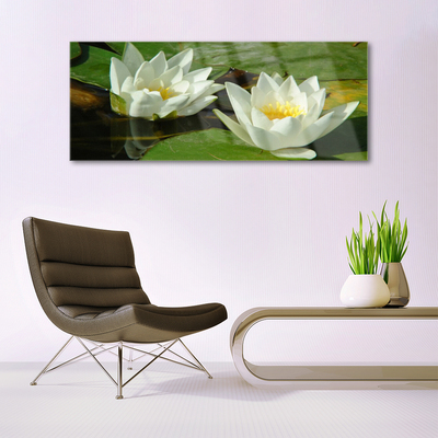Image sur verre acrylique Fleurs floral jaune blanc