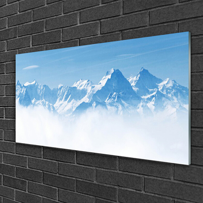 Image sur verre acrylique Brouillard montagne paysage bleu blanc