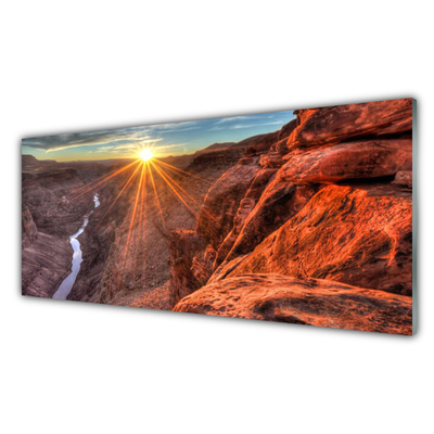 Image sur verre acrylique Désert soleil paysage jaune brun