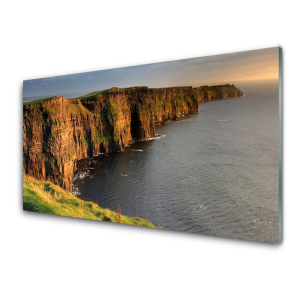 Image sur verre acrylique Roche mer paysage brun gris