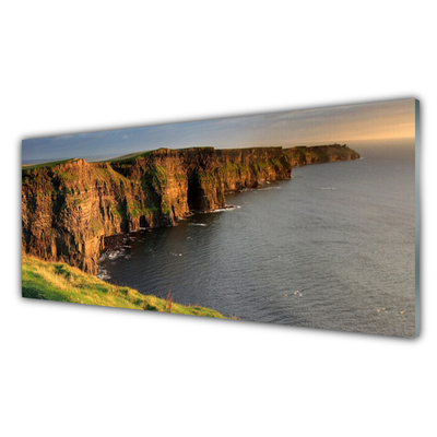 Image sur verre acrylique Roche mer paysage brun gris