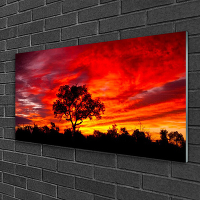Image sur verre acrylique Arbre paysage noir