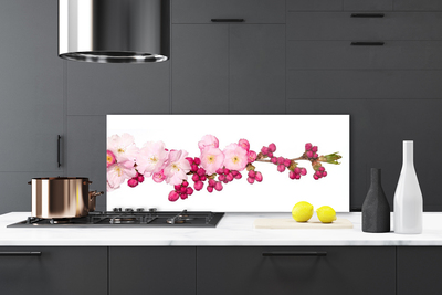 Crédence de cuisine en verre Fleurs branche floral rose