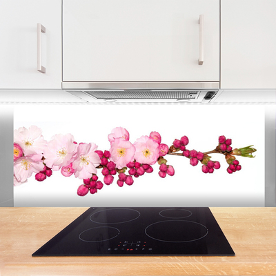 Crédence de cuisine en verre Fleurs branche floral rose