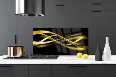 Crédence de cuisine en verre Art abstrait art noir jaune or