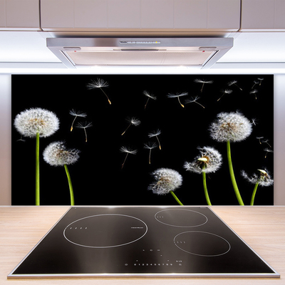 Crédence de cuisine en verre Pissenlits floral noir vert blanc