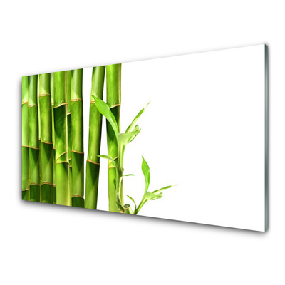 Crédence de cuisine en verre Bambou floral vert blanc