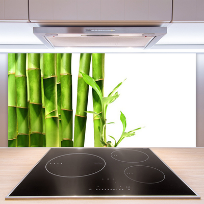 Crédence de cuisine en verre Bambou floral vert blanc