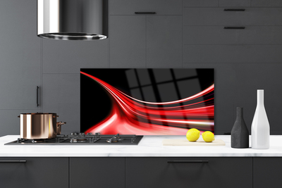 Crédence de cuisine en verre Lignes abstraites art rouge noir