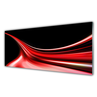 Crédence de cuisine en verre Lignes abstraites art rouge noir