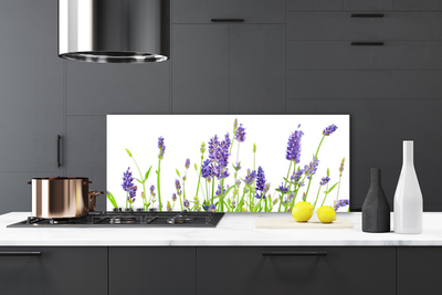 Crédence de cuisine en verre Fleurs floral violet vert blanc