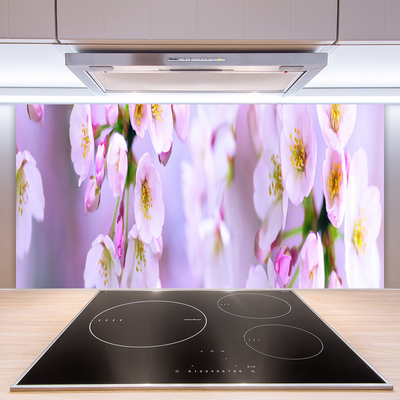 Crédence de cuisine en verre Fleurs floral blanc violet