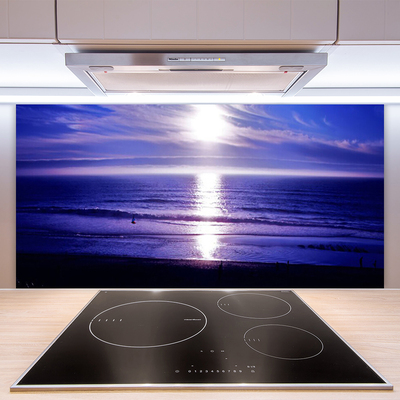 Crédence de cuisine en verre Mer soleil paysage blanc violet