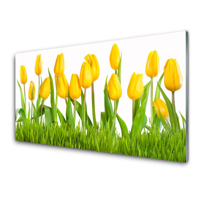 Crédence de cuisine en verre Tulipes floral jaune vert blanc