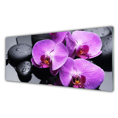 Crédence de cuisine en verre Fleurs pierres floral violet noir