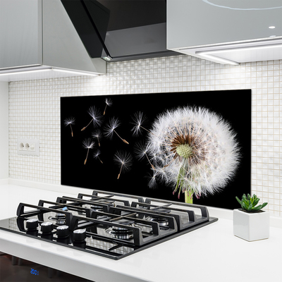 Crédence de cuisine en verre Pissenlit floral blanc noir
